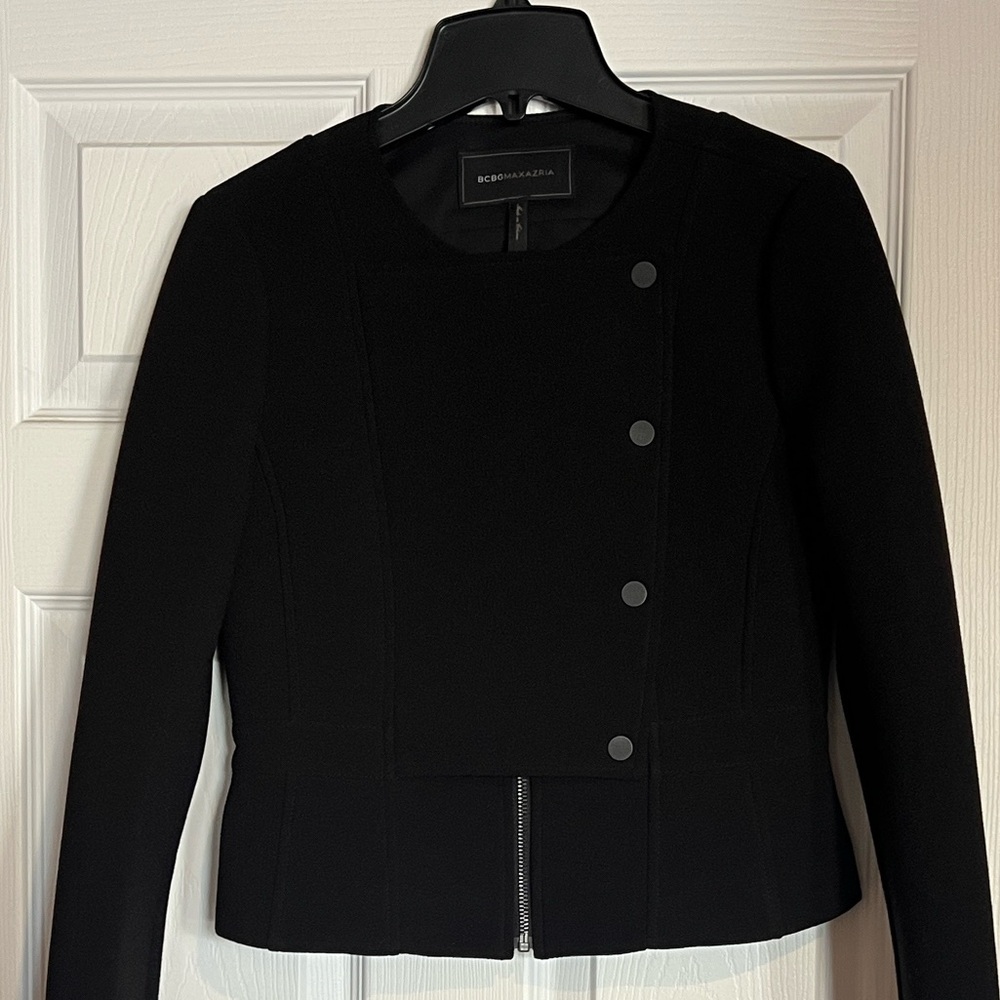 BCBGMaxAzria Jaymes Peplum Blazer Moto Jacket